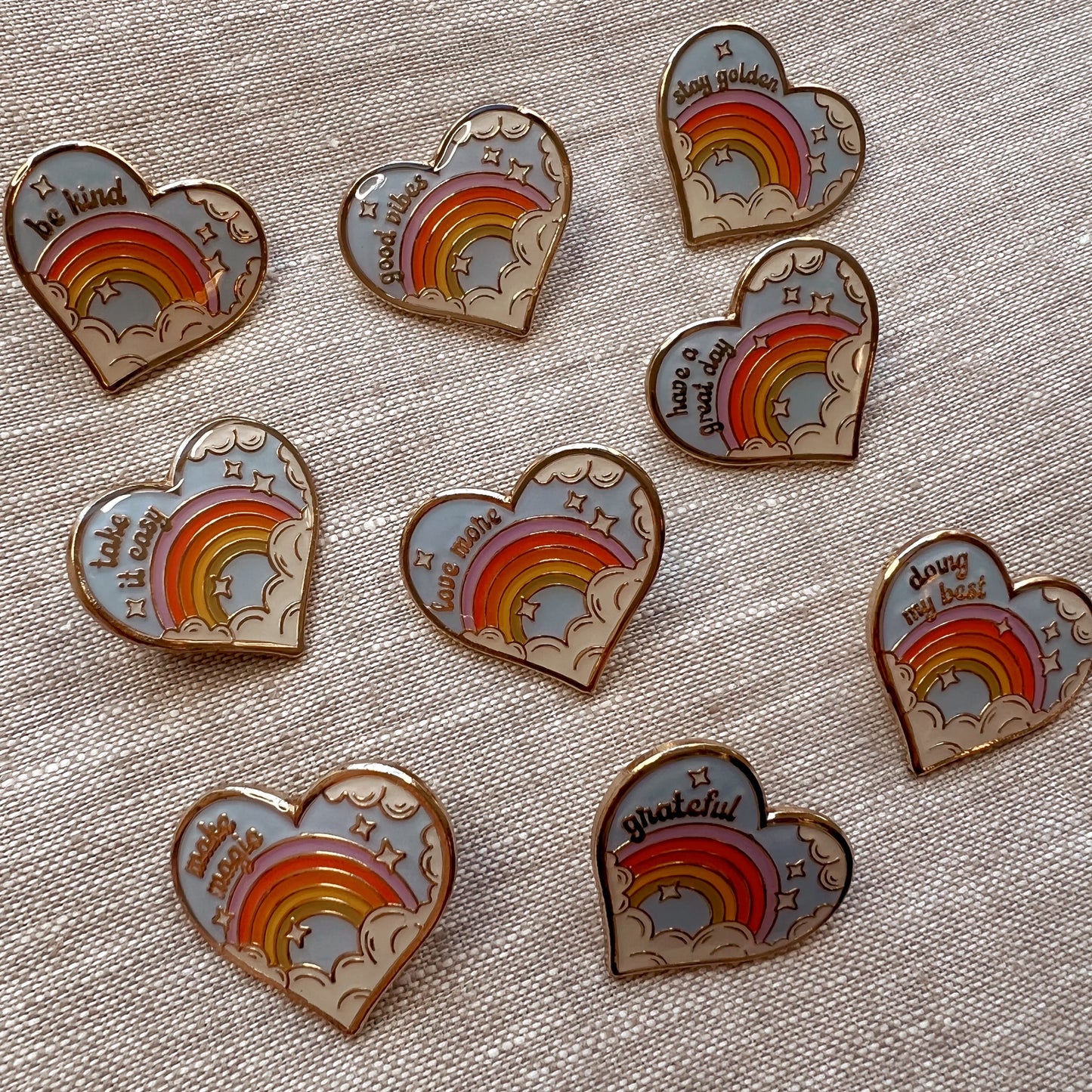 Inspirational Rainbow Heart Enamel Pin - ALL SAYINGS