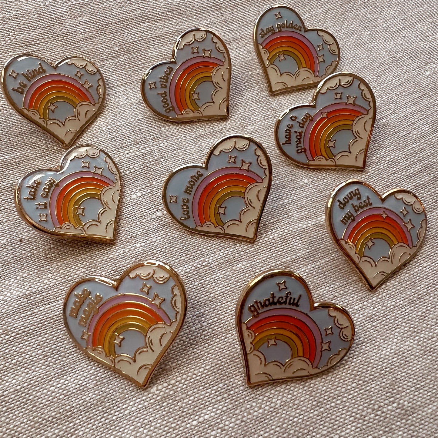 Inspirational Rainbow Heart Enamel Pin - ALL SAYINGS