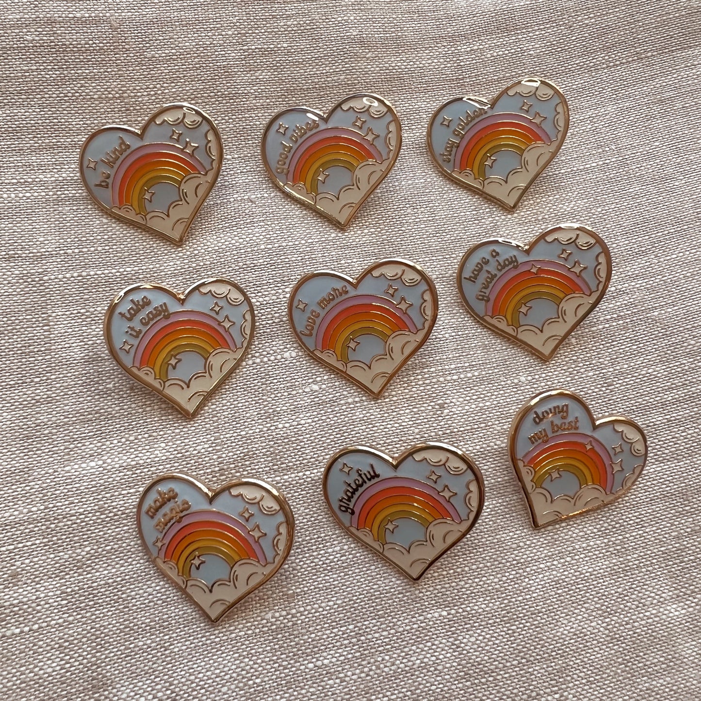 Inspirational Rainbow Heart Enamel Pin - ALL SAYINGS