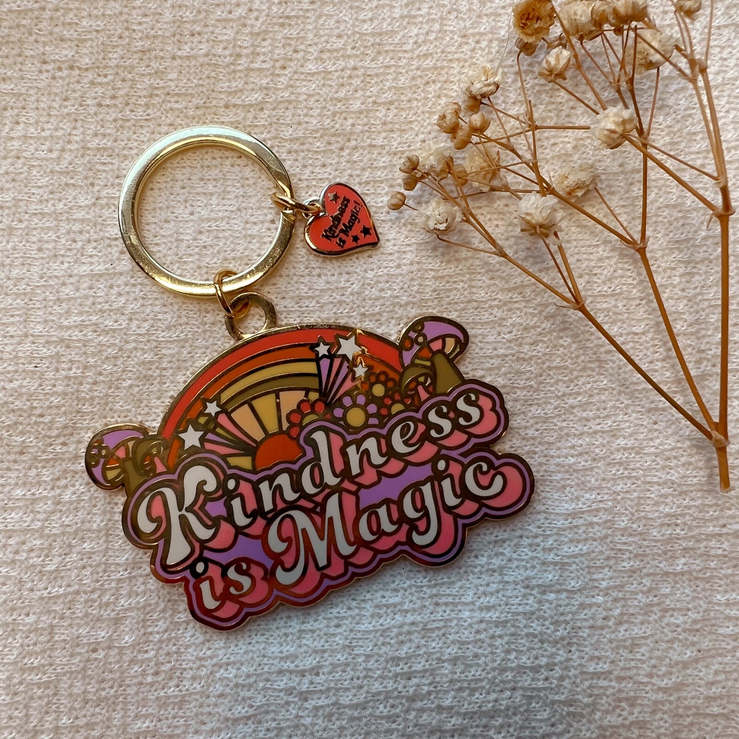 Kindness is Magic Rainbow Enamel Keychain