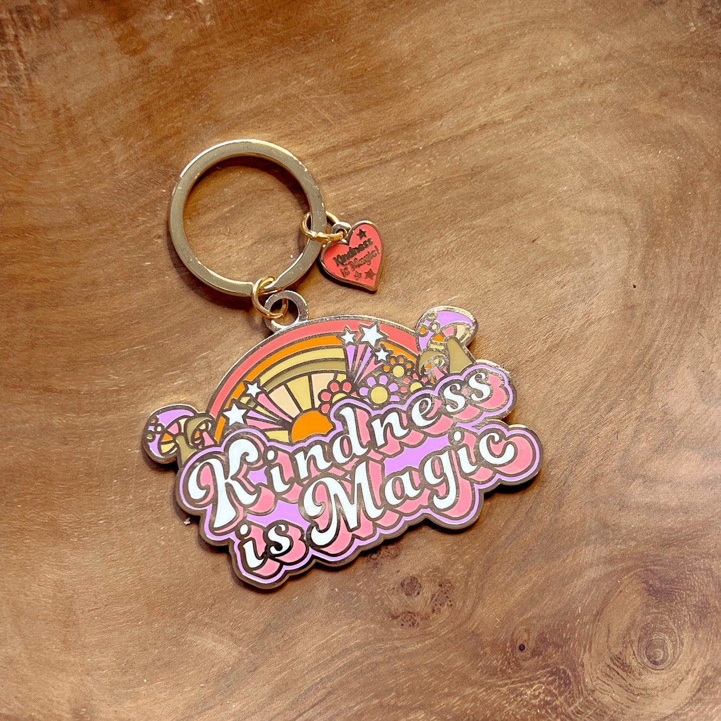 Kindness is Magic Rainbow Enamel Keychain