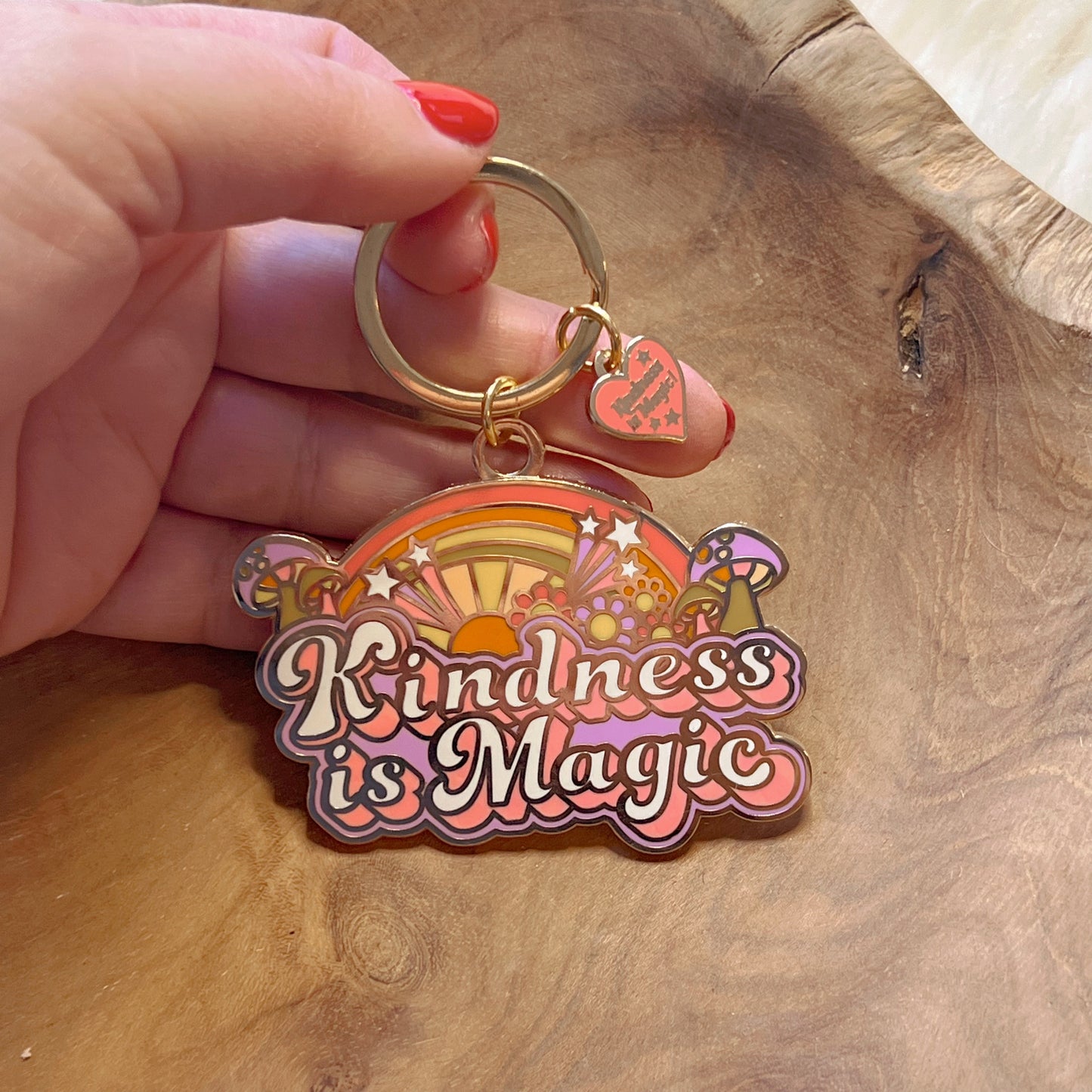 Kindness is Magic Rainbow Enamel Keychain