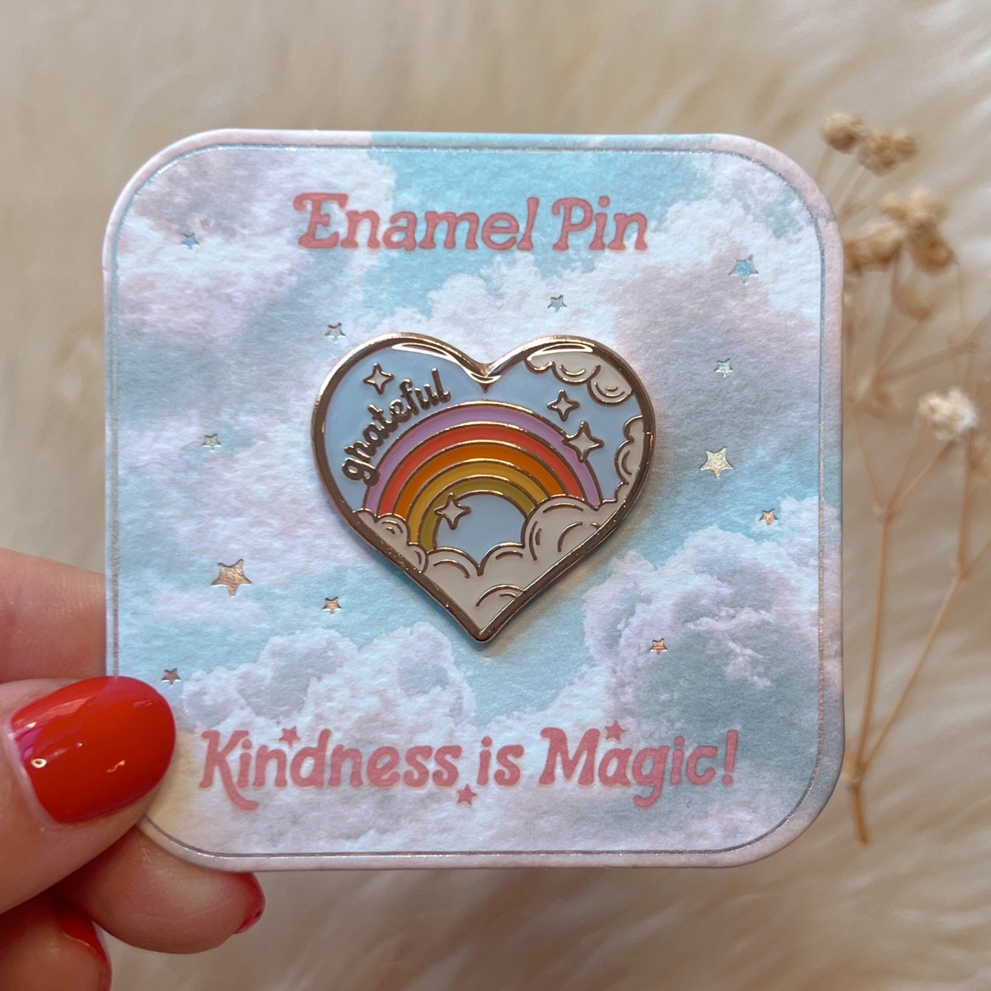 Inspirational Rainbow Heart Enamel Pin - ALL SAYINGS