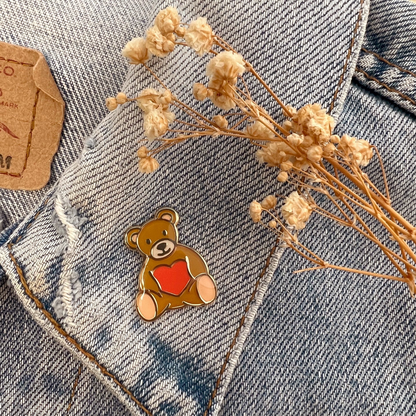 Teddy Bear "Sending Hugs" Enamel Pin