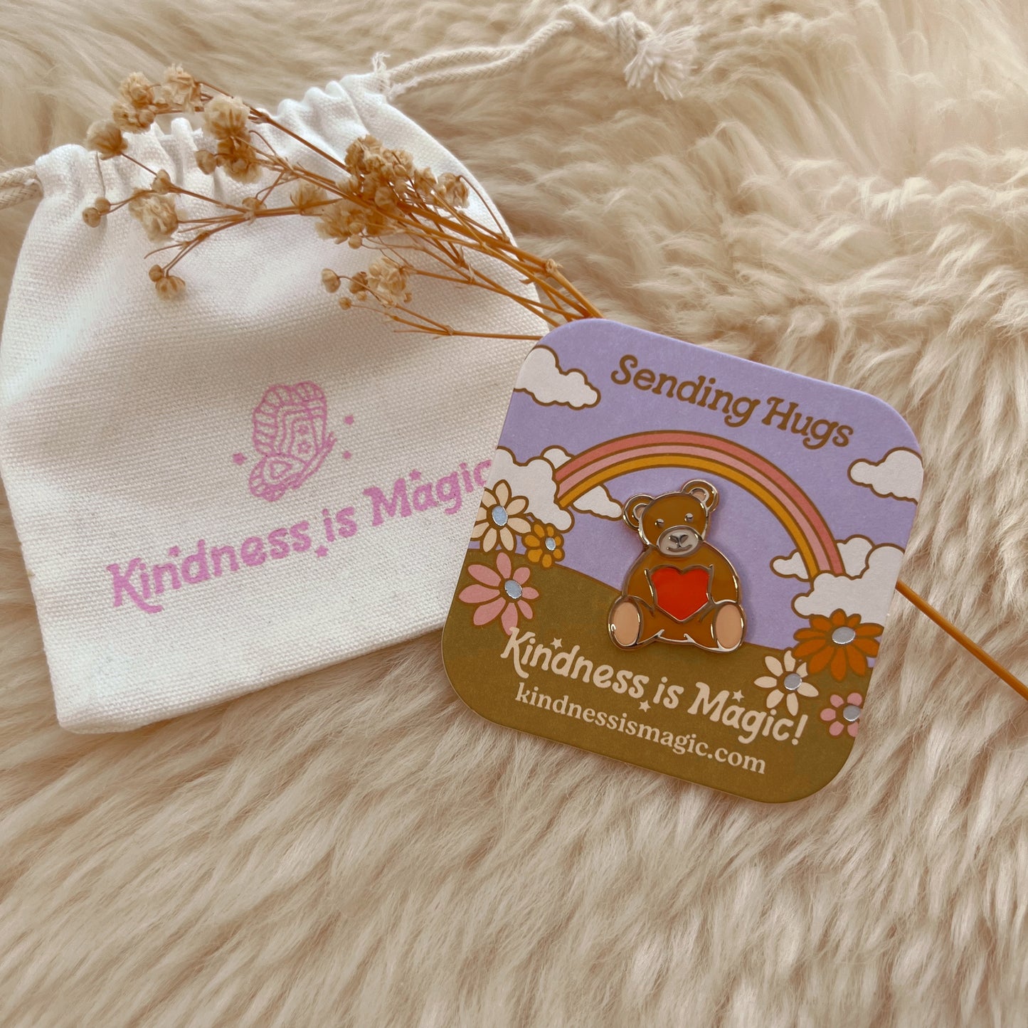 Teddy Bear "Sending Hugs" Enamel Pin