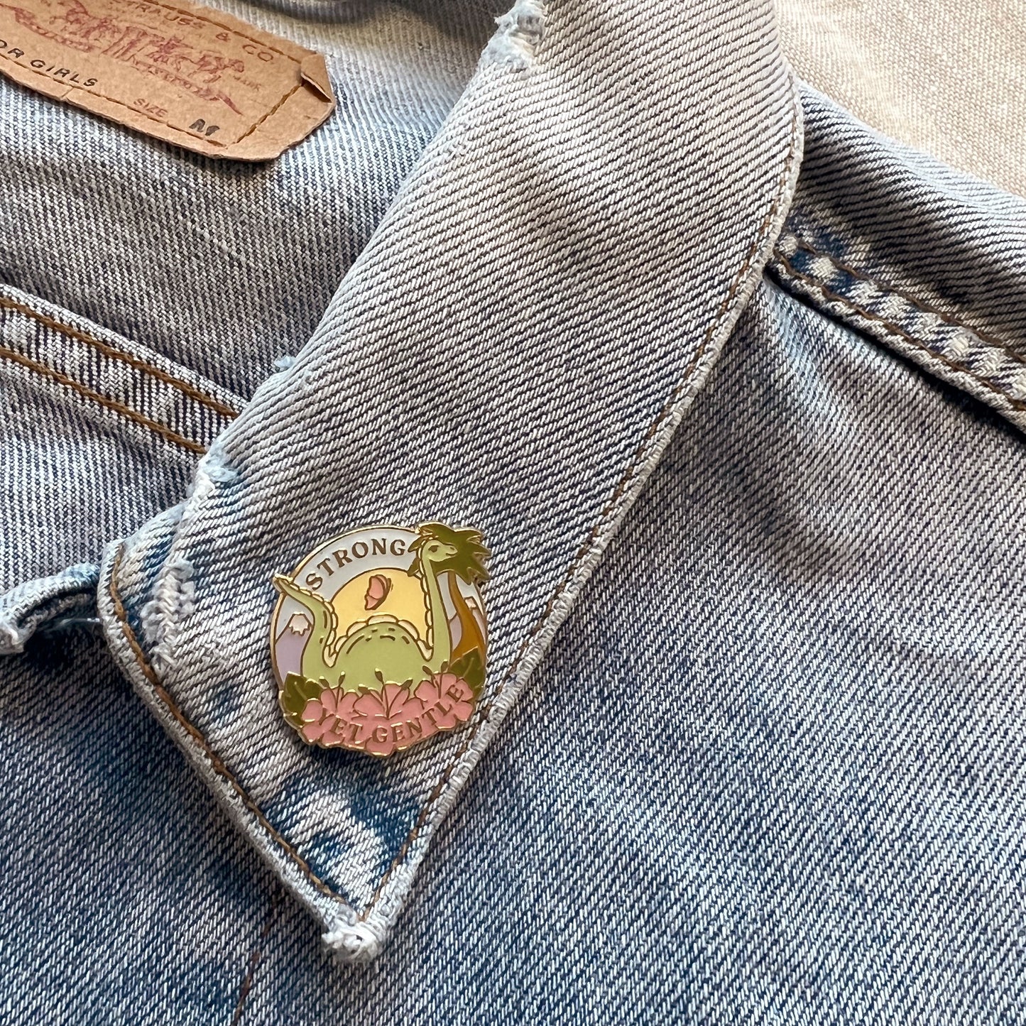 Strong Yet Gentle Dinosaur Enamel Pin