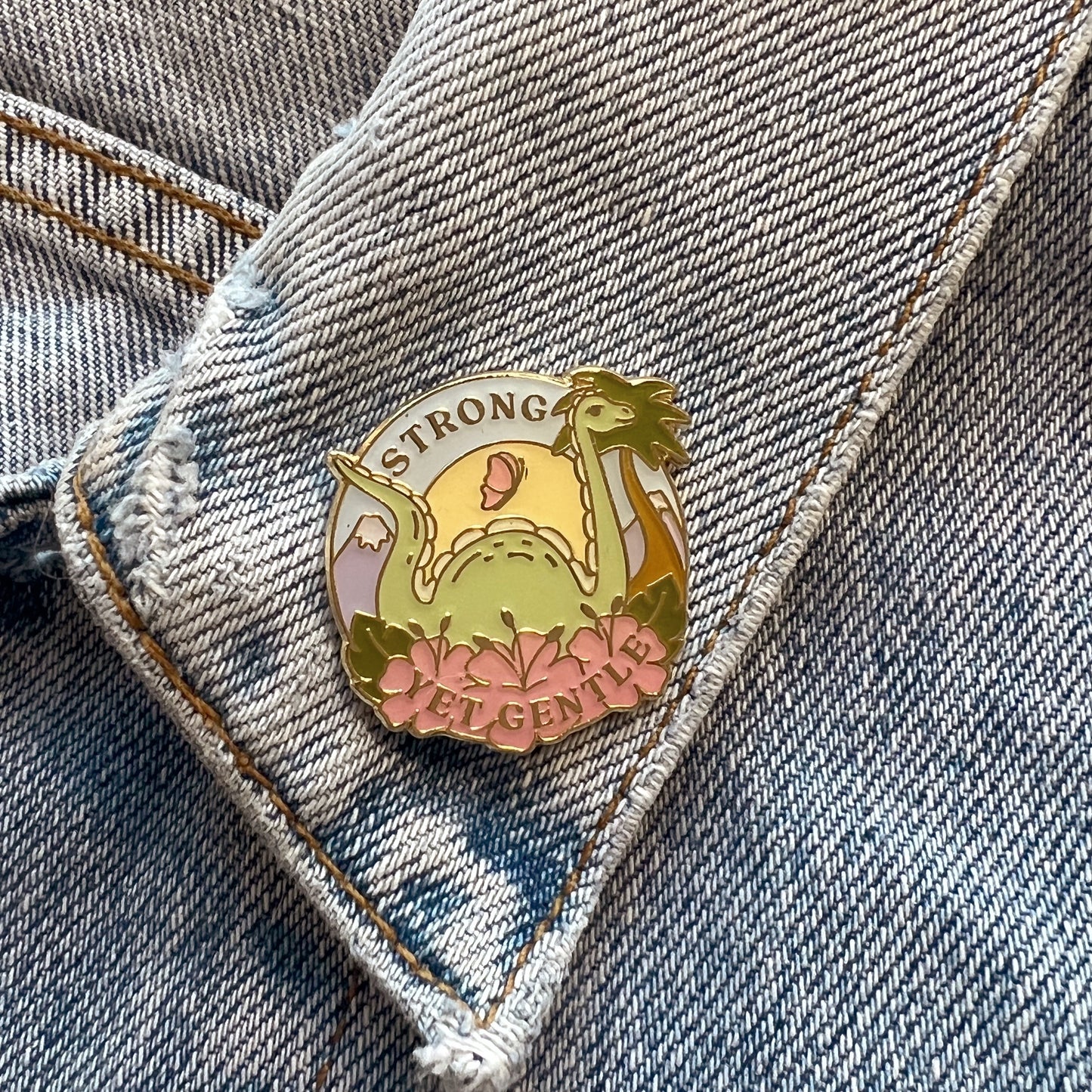 Strong Yet Gentle Dinosaur Enamel Pin