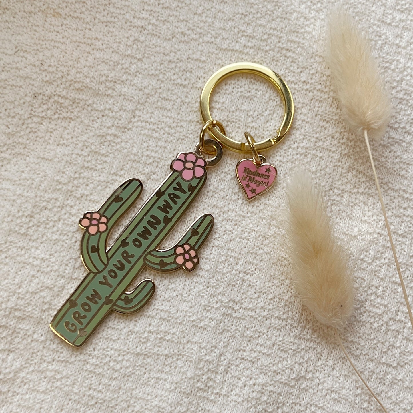 Grow Your Own Way Cactus Enamel Keychain